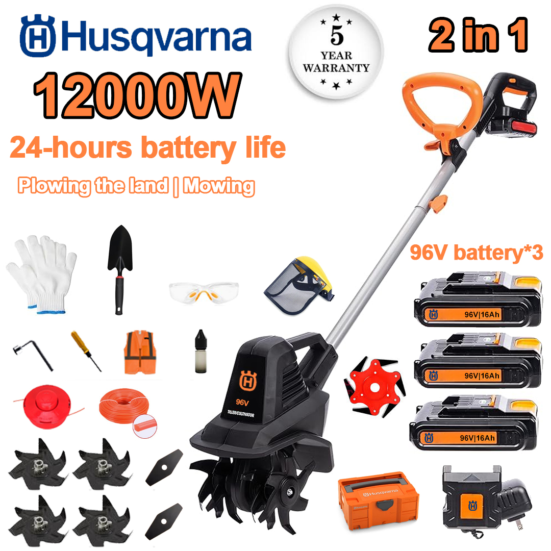 (24hodinová výdrž batérie) 12 000W pluh + 96V lítiová batéria * 2 + rýchlonabíjačka * 1 + lopata * 1 + rovná hlava noža * 2 + list pluhu * 4 + pílový list zo zliatiny * 1 + rezací nôž * 1 + rezací la + skrinka na náradie * 1 + rôzne príslušenstvo